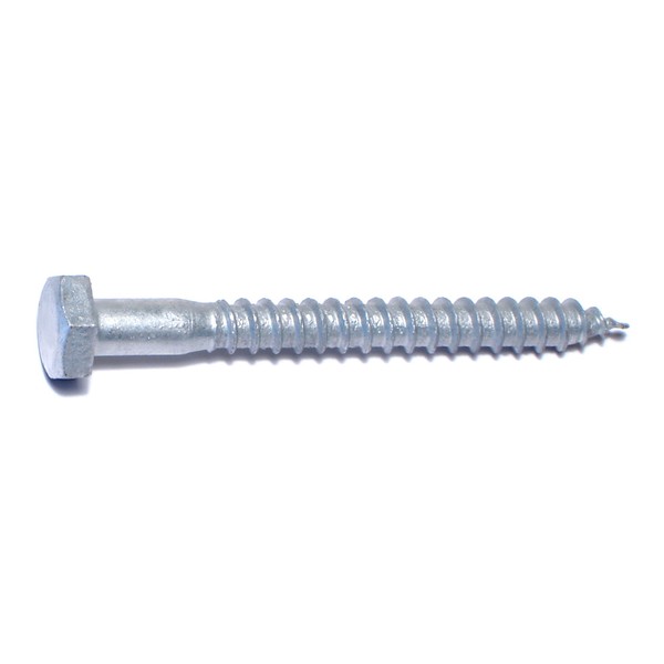 Midwest Fastener Lag Screw, 1/4 in, 2-1/2 in, Steel, Hot Dipped Galvanized Hex Hex Drive, 100 PK 05558